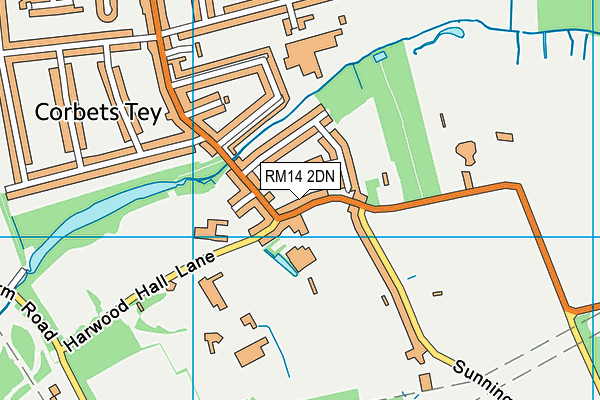 RM14 2DN map - OS VectorMap District (Ordnance Survey)