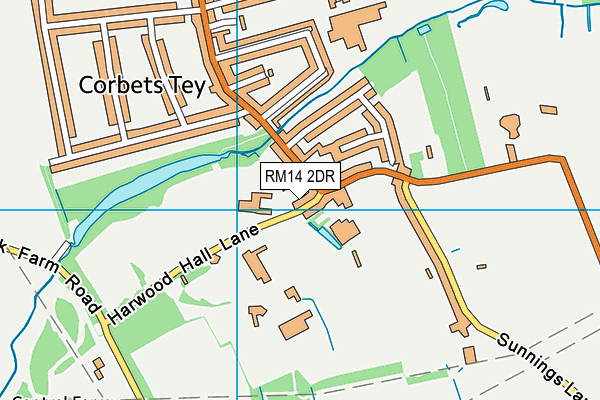 RM14 2DR map - OS VectorMap District (Ordnance Survey)