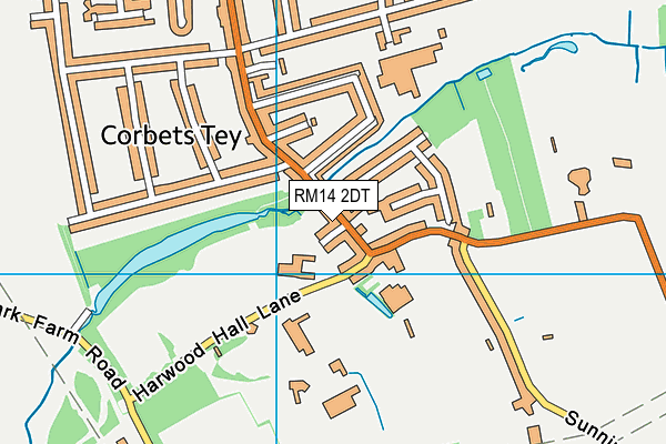 RM14 2DT map - OS VectorMap District (Ordnance Survey)