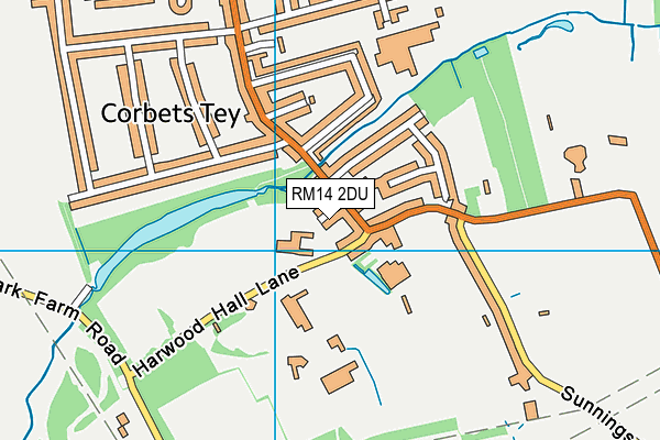 RM14 2DU map - OS VectorMap District (Ordnance Survey)