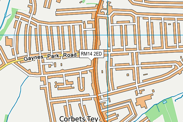 RM14 2ED map - OS VectorMap District (Ordnance Survey)