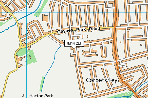 RM14 2EF map - OS VectorMap District (Ordnance Survey)