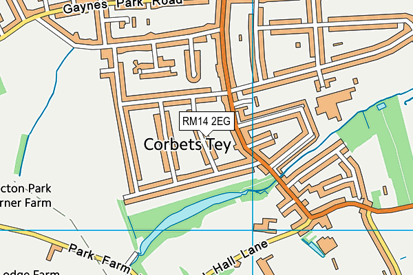 RM14 2EG map - OS VectorMap District (Ordnance Survey)