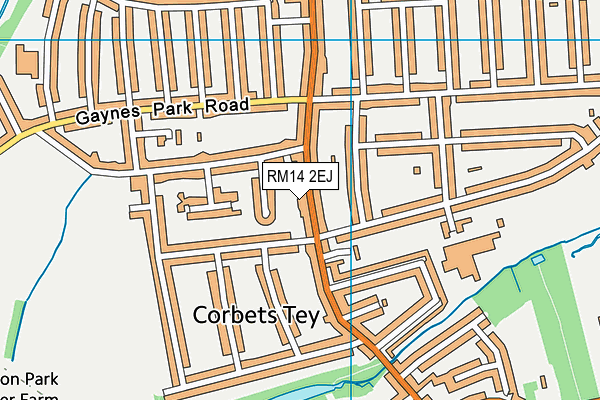 RM14 2EJ map - OS VectorMap District (Ordnance Survey)