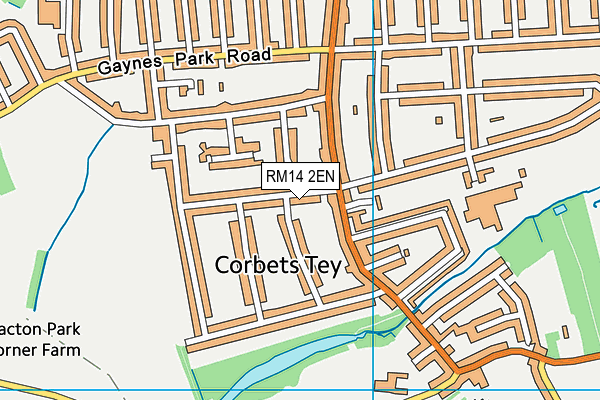 RM14 2EN map - OS VectorMap District (Ordnance Survey)