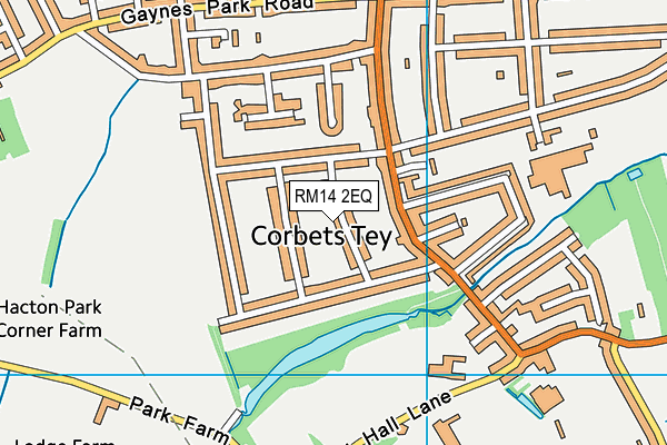 RM14 2EQ map - OS VectorMap District (Ordnance Survey)