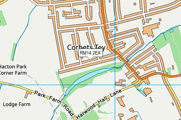 RM14 2EX map - OS VectorMap District (Ordnance Survey)