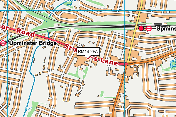 RM14 2FA map - OS VectorMap District (Ordnance Survey)