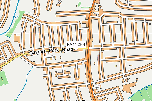 RM14 2HH map - OS VectorMap District (Ordnance Survey)