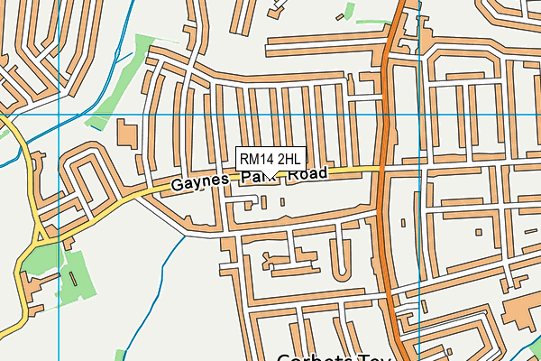 RM14 2HL map - OS VectorMap District (Ordnance Survey)