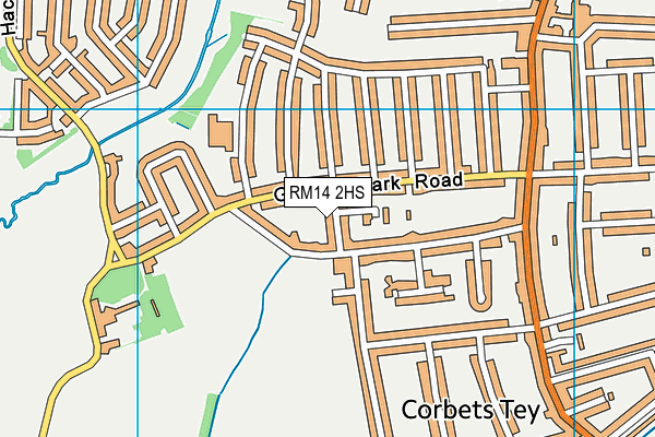 RM14 2HS map - OS VectorMap District (Ordnance Survey)