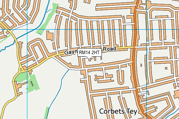 RM14 2HT map - OS VectorMap District (Ordnance Survey)