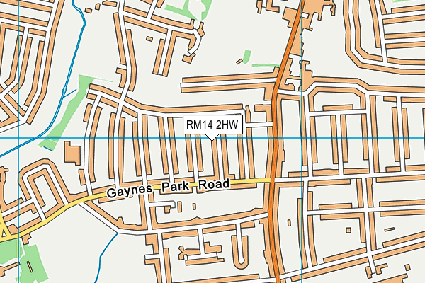 RM14 2HW map - OS VectorMap District (Ordnance Survey)
