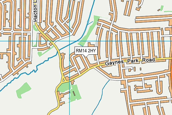 RM14 2HY map - OS VectorMap District (Ordnance Survey)