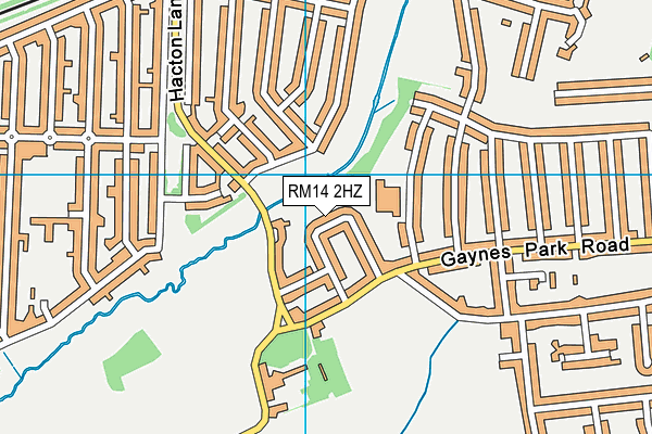 RM14 2HZ map - OS VectorMap District (Ordnance Survey)