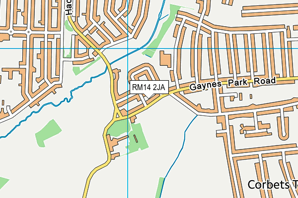 RM14 2JA map - OS VectorMap District (Ordnance Survey)