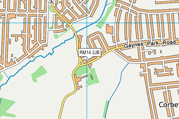 RM14 2JB map - OS VectorMap District (Ordnance Survey)