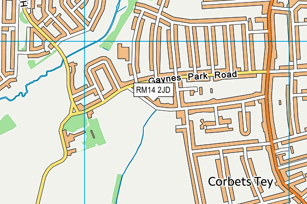 RM14 2JD map - OS VectorMap District (Ordnance Survey)