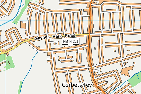 RM14 2JJ map - OS VectorMap District (Ordnance Survey)