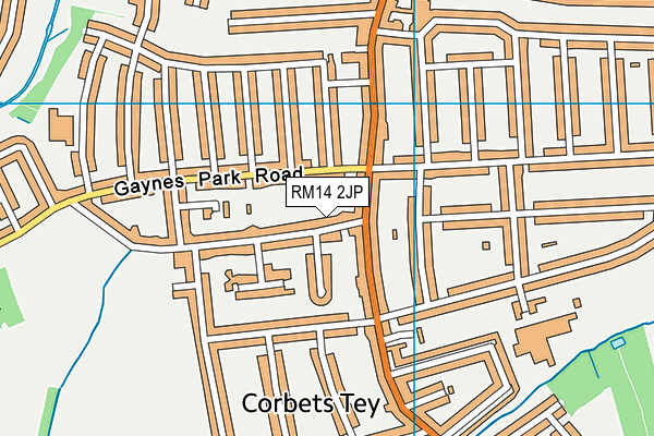 RM14 2JP map - OS VectorMap District (Ordnance Survey)