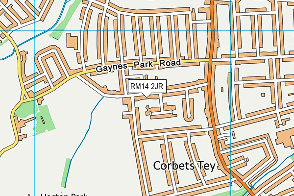 RM14 2JR map - OS VectorMap District (Ordnance Survey)