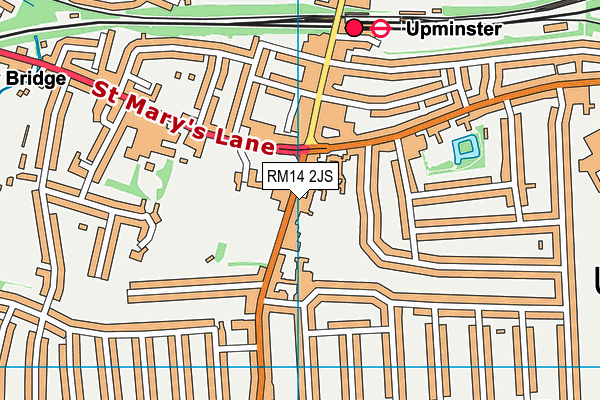 RM14 2JS map - OS VectorMap District (Ordnance Survey)