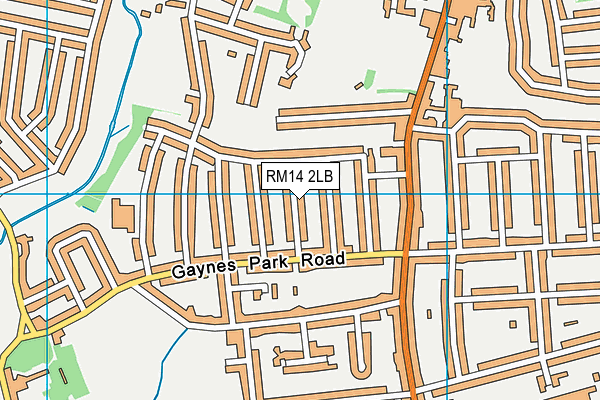 RM14 2LB map - OS VectorMap District (Ordnance Survey)