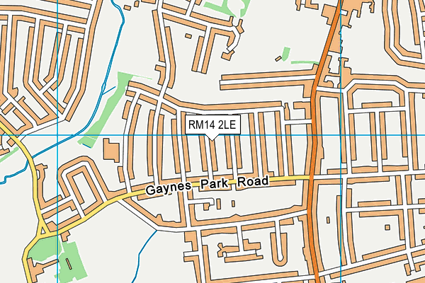 RM14 2LE map - OS VectorMap District (Ordnance Survey)