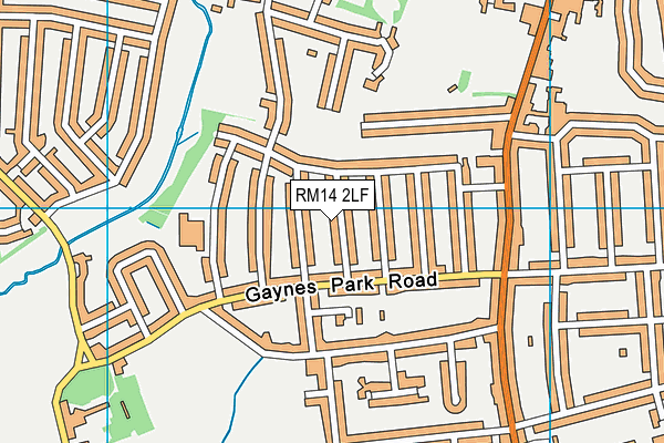 RM14 2LF map - OS VectorMap District (Ordnance Survey)