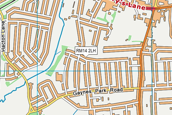 RM14 2LH map - OS VectorMap District (Ordnance Survey)