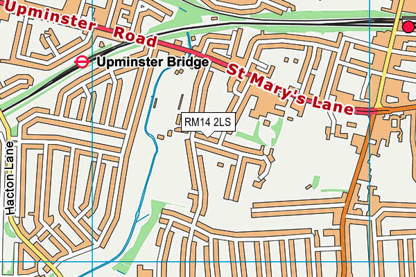 RM14 2LS map - OS VectorMap District (Ordnance Survey)