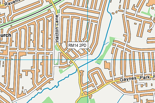 RM14 2PD map - OS VectorMap District (Ordnance Survey)