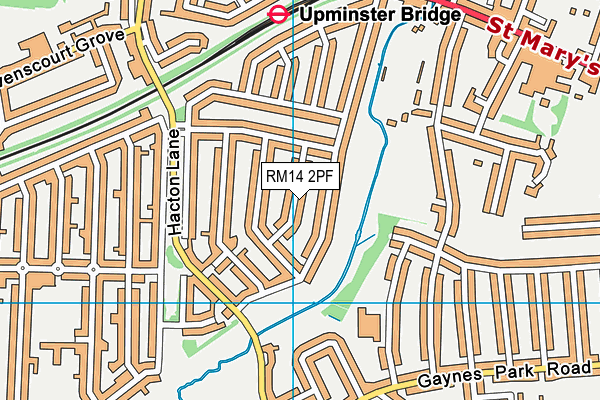 RM14 2PF map - OS VectorMap District (Ordnance Survey)