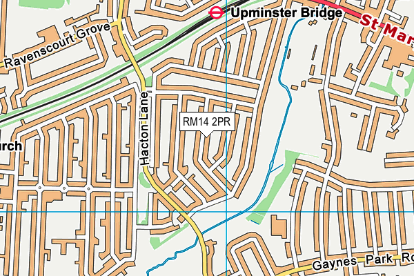 RM14 2PR map - OS VectorMap District (Ordnance Survey)