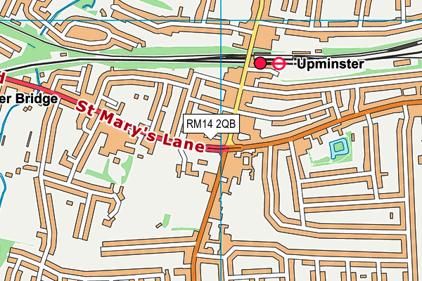 RM14 2QB map - OS VectorMap District (Ordnance Survey)