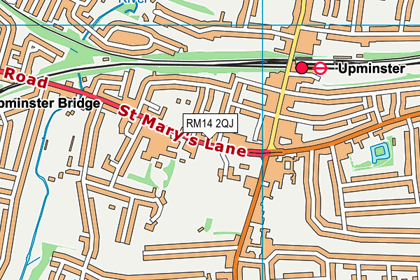 RM14 2QJ map - OS VectorMap District (Ordnance Survey)