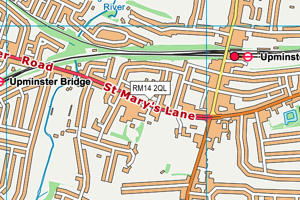 RM14 2QL map - OS VectorMap District (Ordnance Survey)