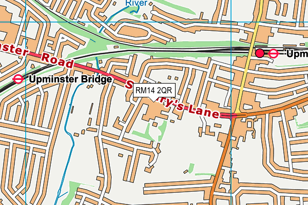 RM14 2QR map - OS VectorMap District (Ordnance Survey)