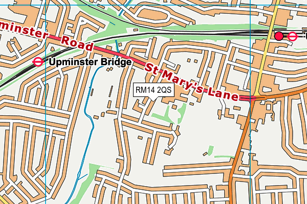 RM14 2QS map - OS VectorMap District (Ordnance Survey)