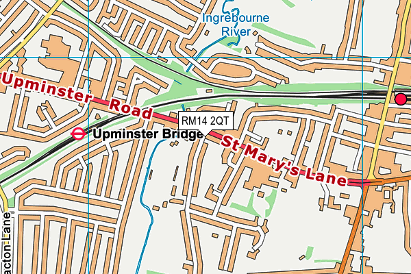 RM14 2QT map - OS VectorMap District (Ordnance Survey)