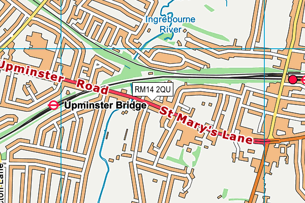 RM14 2QU map - OS VectorMap District (Ordnance Survey)