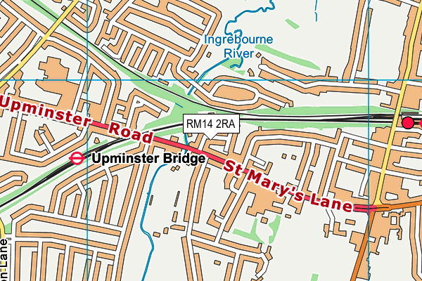 RM14 2RA map - OS VectorMap District (Ordnance Survey)