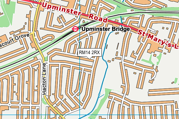 RM14 2RX map - OS VectorMap District (Ordnance Survey)