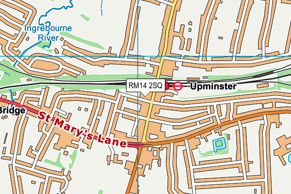 RM14 2SQ map - OS VectorMap District (Ordnance Survey)