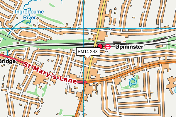 RM14 2SX map - OS VectorMap District (Ordnance Survey)