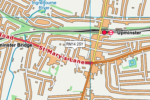RM14 2SY map - OS VectorMap District (Ordnance Survey)