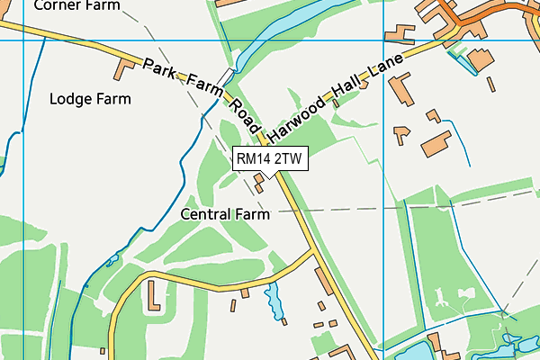 RM14 2TW map - OS VectorMap District (Ordnance Survey)