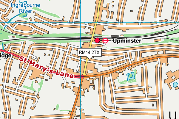 RM14 2TX map - OS VectorMap District (Ordnance Survey)