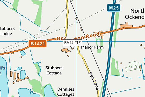 RM14 2TZ map - OS VectorMap District (Ordnance Survey)