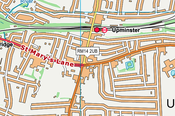 RM14 2UB map - OS VectorMap District (Ordnance Survey)